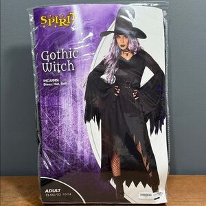 Spirit women’s size adult medium large Gothic Witch dress hat belt never worn